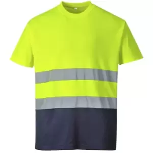 image of S173YNRL - sz L Two Tone Cotton Comfort T-Shirt - Yellow/Navy - Yellow/Navy - Portwest