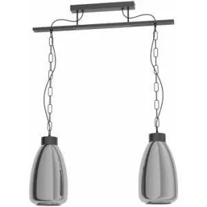 image of Hanging Ceiling Pendant Light Black Vaporized Glass 2 x 40W E27 Feature Lamp