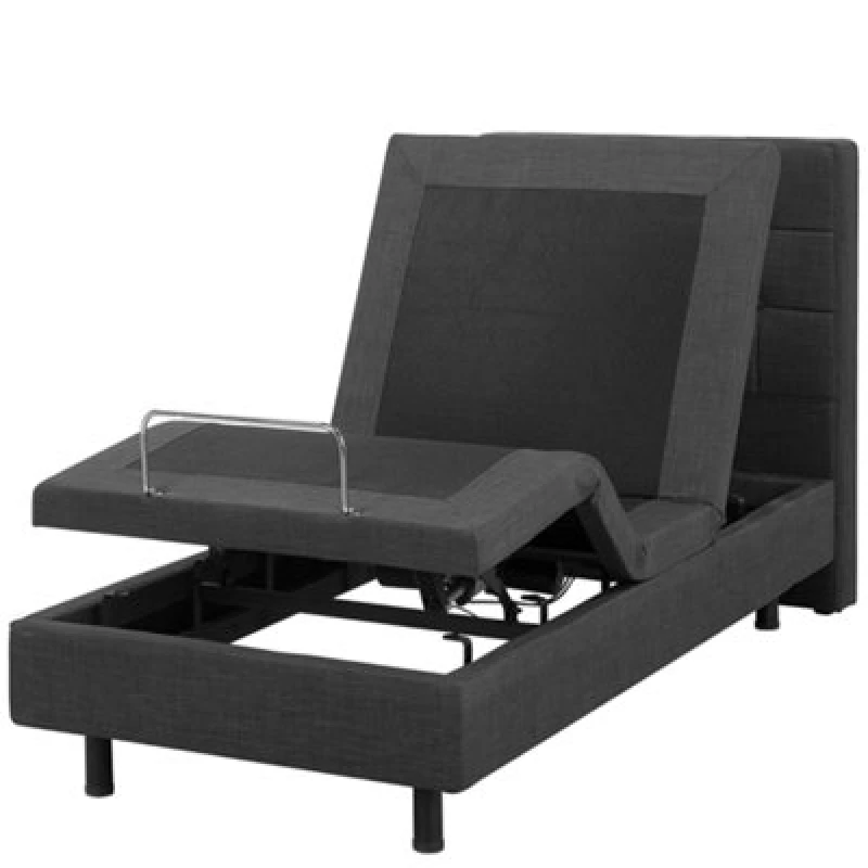 Image of Beliani Adjustable Bed Fabric Duke 80 X 200 Cm (Eu Small Single) Dark Grey