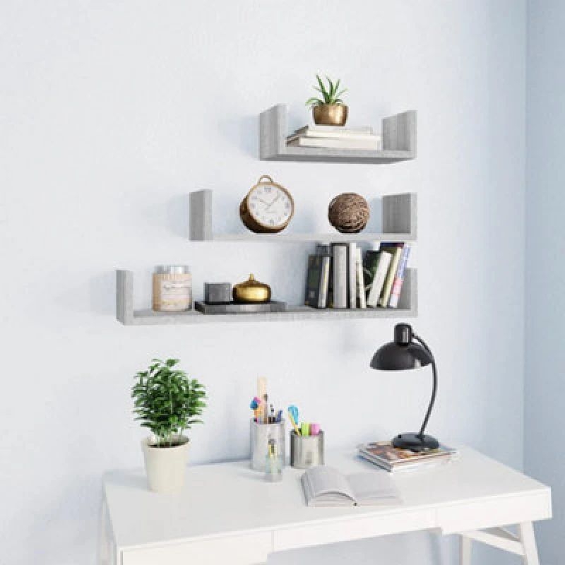Image of VIDAXL Vidaxl - Wall Display Shelves 3 pcs Grey Sonoma Engineered Wood 8720286953860