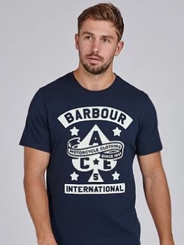 Image of Barbour International Steering Graphic T-Shirt - Navy, Size L, Men
