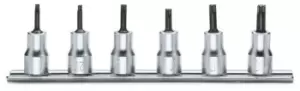 image of Beta Tools 910TX/SB 6pc 3/8" Sq Dr Torx Bit Socket Driver Rail Set 009100530