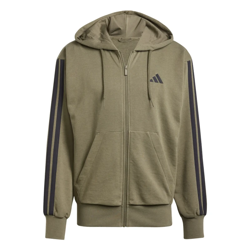 Image of Adidas Zip-up hoodie adidas Essential 3-Stripes Vert Male XS