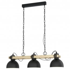 image of Eglo Lubenham 3 Light Ceiling Light - Black