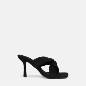 image of Missguided Knotted front mid heel sandal - Black