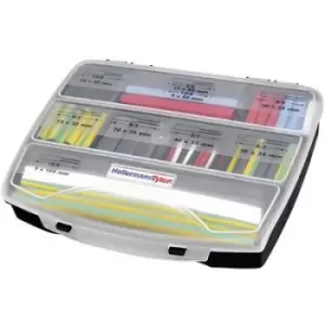 Image of HellermannTyton 380-03005 Heatshrink w/o adhesive Black, Blue (Blue LINE), White, Green, Yellow Shrinkage:3:1 177 Parts