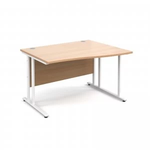 image of Maestro 25 WL Right Hand Wave Desk 1200mm - White Cantilever Frame be