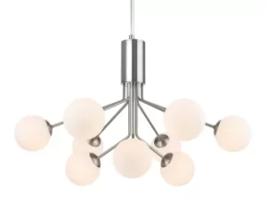 image of Montana 9 Light Globe Fitting Brushed Steel with Opal White Glass