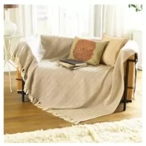 Image of Country Club Como Throw Beige Bed/Sofa Accessory 170 x 200cm - Multicoloured