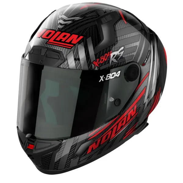 Image of Nolan X-804 RS Ultra Carbon Spectre 018 Red Chrome Silver Full Face Helmet Size S