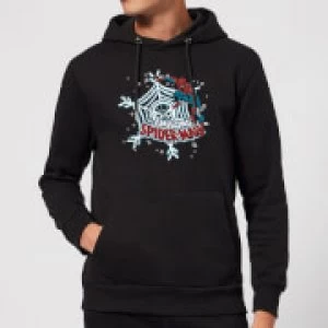 Image of Marvel The Amazing Spider-Man Snowflake Web Christmas Hoodie - Black