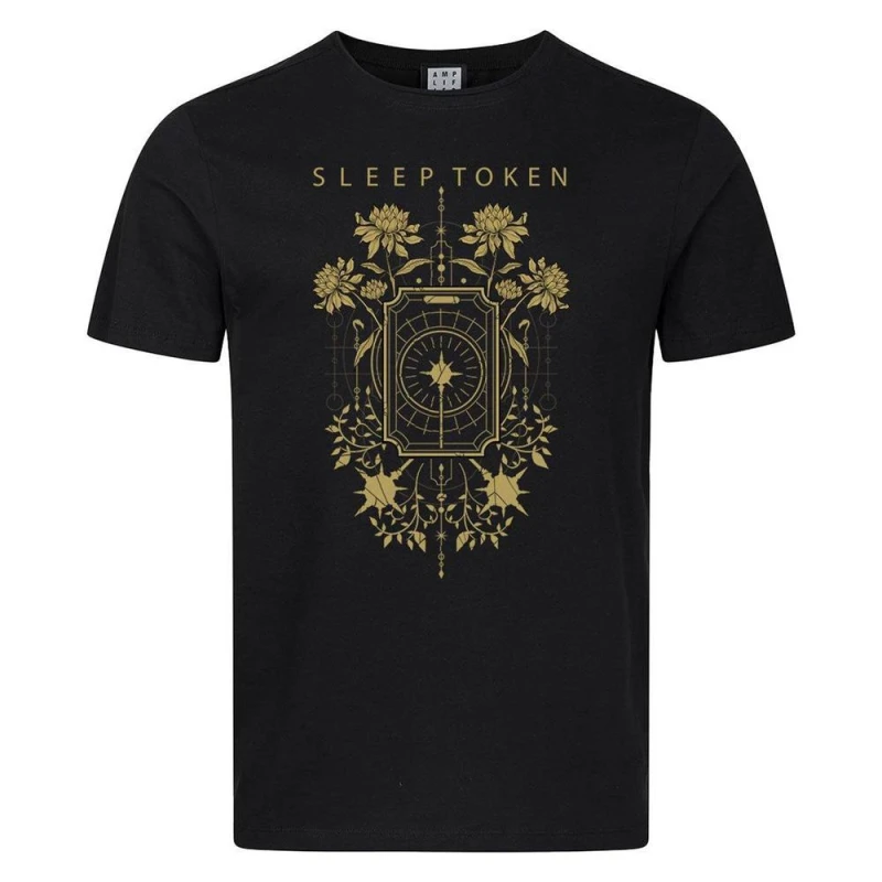 Image of Amplified Mens Caramel Floral Sleep Token T-Shirt in Black Size: Large Black Male L