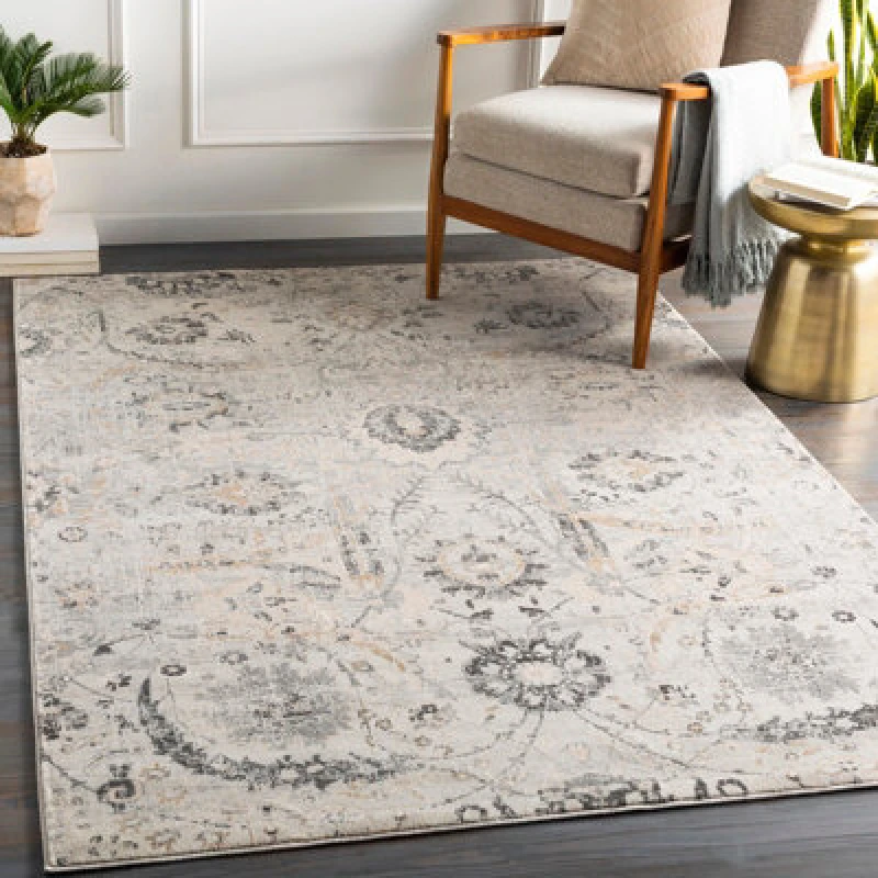 Image of Livabliss Vintage Oriental Boho Charcoal Aarya Area Rug 130 X 170 Cm - Easy Care, Non Shedding, Ideal For Living Room & Bedroom