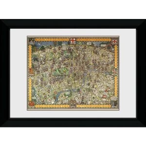 image of Transport For London Tapestry Map 50 x 70 Framed Collector Print