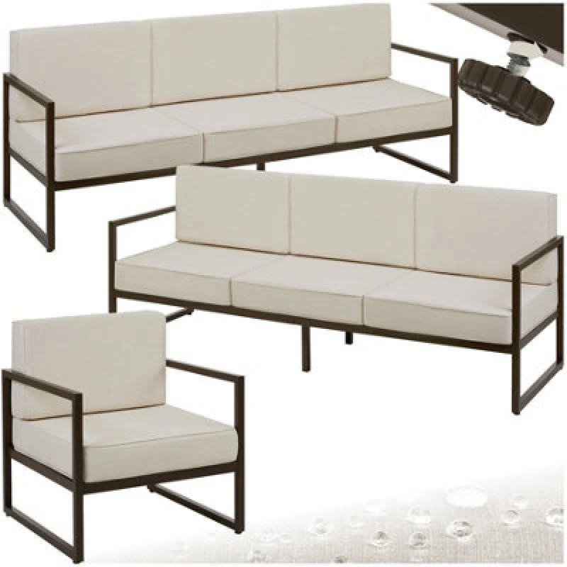 Image of Tectake Garden Furniture Comosa - For 7 People, XXL Padding, 2 Sofas, 1 Armchair - Brown/beige - 1