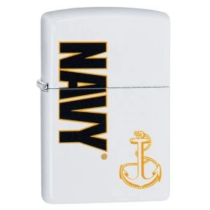 Image of Zippo US Navy Anchor White Regular Windproof Lighter