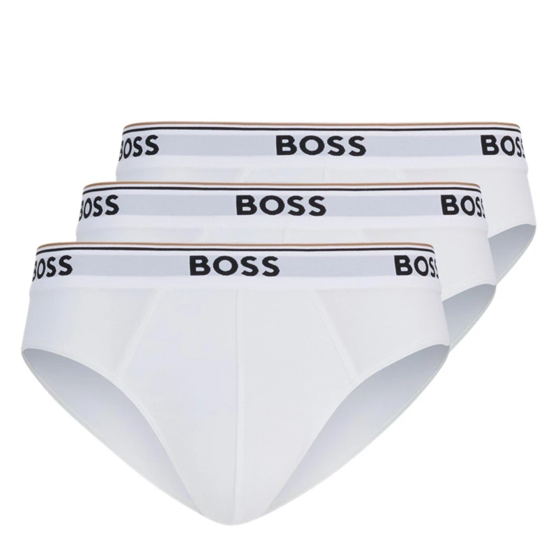 Image of Boss Mens 3 Pack Briefs White 100 male Small