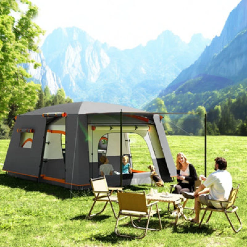 Image of OUTSUNNY 4-6 Man Camping Tent with 2 Bedroom, 3000mm Waterproof in Dark Grey Dark Grey Unisex