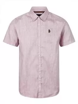 Image of Luke 1977 Yoko Short Sleeve Linen Shirt - Pink, Size XL, Men