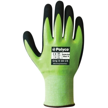 Image of Polyco - GIOK/09 Grip It Oil C5 Yellow/Black Cut Resistant Gloves - Size 9