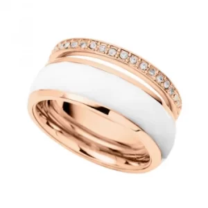 image of Ladies Fossil Rose Gold Plated Size O Ring Size O