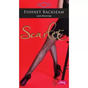 Image of Silky Womens/Ladies Scarlet Backseam Fishnet Stockings (1 Pair) (Medium (5ft-5ft8a)) (Black)