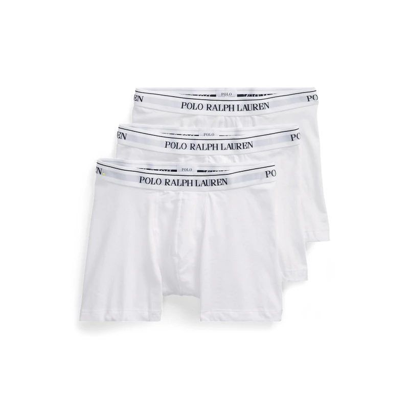 Image of Ralph Lauren Stretch Cotton Boxer Brief 3 Pack - White White S