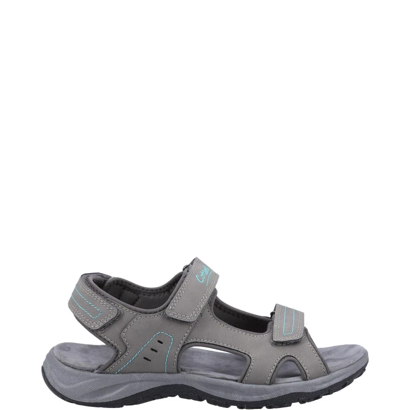 Image of Cotswold Womens Freshford Recycled Summer Walking Sandals UK Size 4 (EU 37) Grey/Turquoise COT773-GRYTUR-4