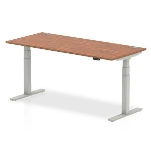 image of Trexus Sit Stand Desk With Cable Ports Silver Legs 1800x800mm Walnut