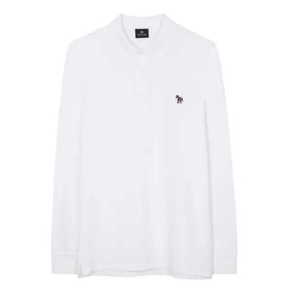 Image of Paul Smith Long Sleeve Zebra Polo Shirt - White S