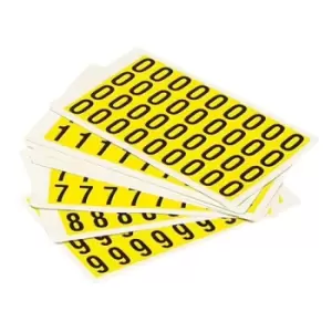 Image of Beaverswood Yellow Labels Numbers 0-9 8.5 x 12.5mm