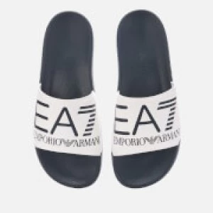 Image of Emporio Armani EA7 Logo Slide Sandals Blue/White Size 8 Men