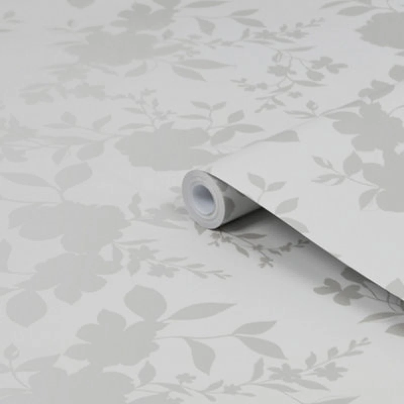 Image of Laura Ashley Westbourne Silver Floral Smooth Wallpaper