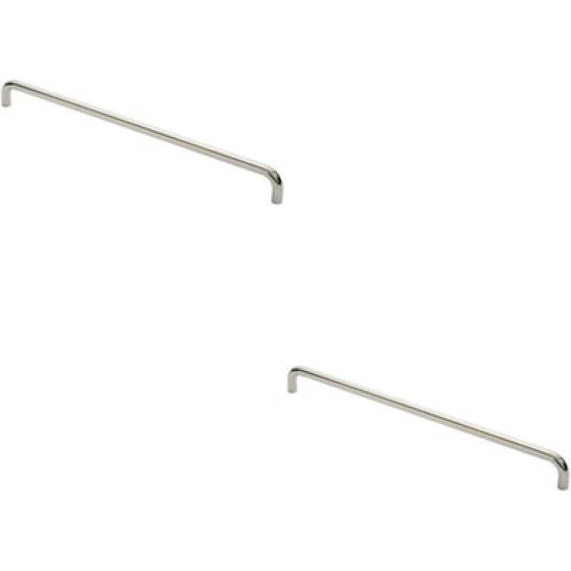 Image of Loops 2x Round D Bar Pull Handle 619 x 19mm 600mm Fixing Centres Bright Steel Metallics unisex