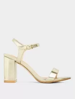 image of Yours Block Heel Sandal - Gold, Size Eee, Women