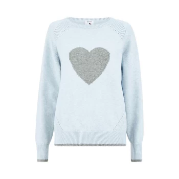 image of Yumi Blue Knitted Heart Jumper - Blue