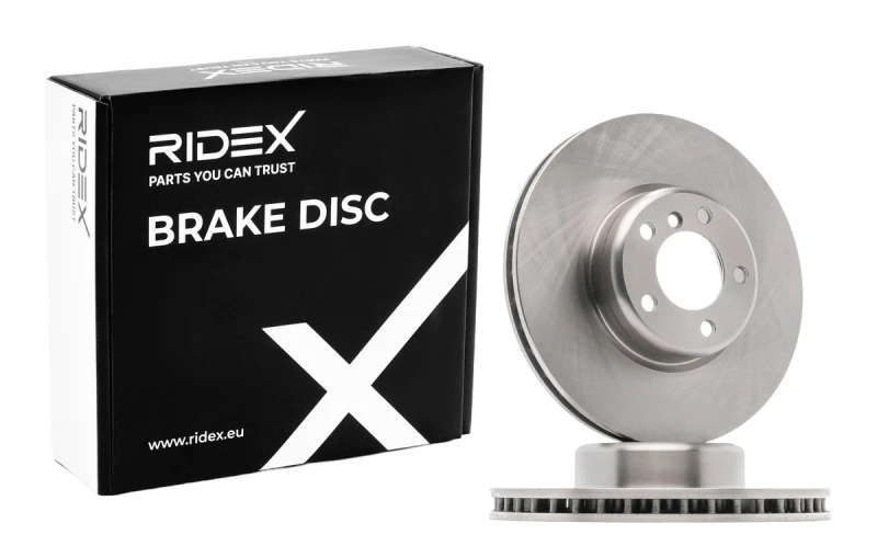 Image of RIDEX 82B0386 Brake disc Front Axle, Vented, Cast Iron, Uncoated, Untreated, without bolts/screws Cast Iron Brake Disc (82)