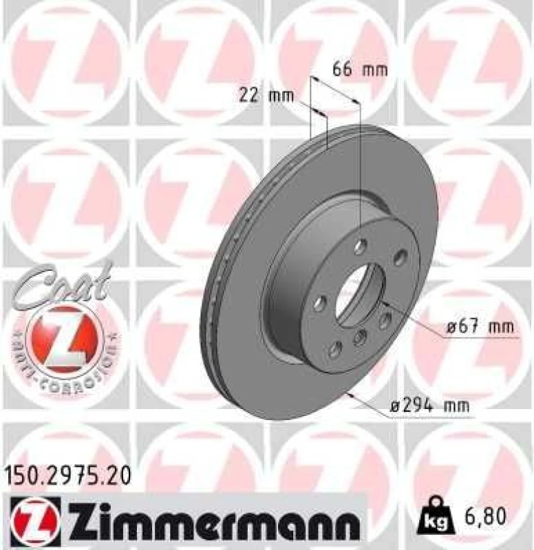 Image of ZIMMERMANN Brake disc ZIMMERMANN 150.2975.20