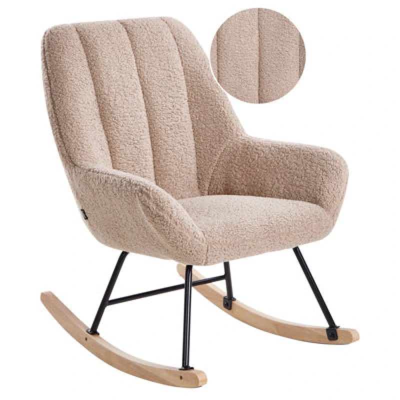 Image of Beliani Rocking Chair Kinno Boucle Beige