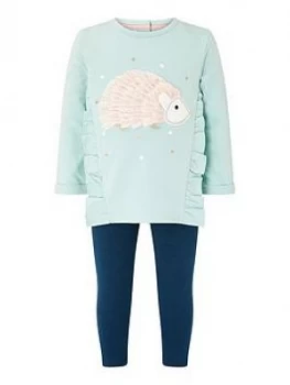 image of Monsoon Baby Girls Organic Hedgehog Top And Legging - Aqua