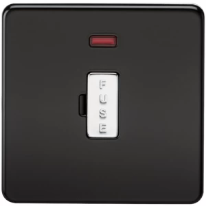 Image of KnightsBridge 13A Screwless Matt Black Fused Spur Connector Unit with Neon