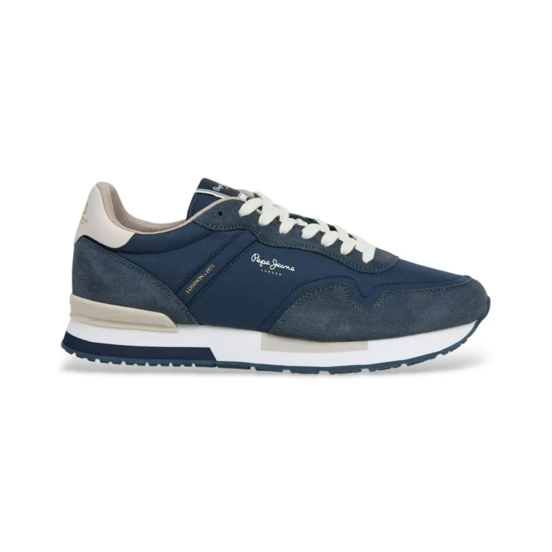 Image of Pepe Jeans Hailon Basic Mixed-Material Trainers Navy Blue Polyester 45 (10 to 10.5)