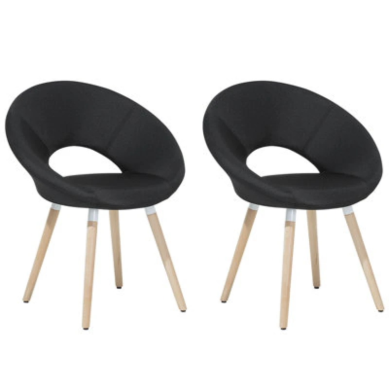 Image of Beliani Set Of 2 Dining Chairs Roslyn Fabric Black