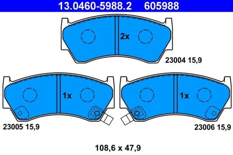 Image of ATE 13.0460-5988.2 Brake pad set with acoustic wear warning Brake Pad Set,disc brake (402)