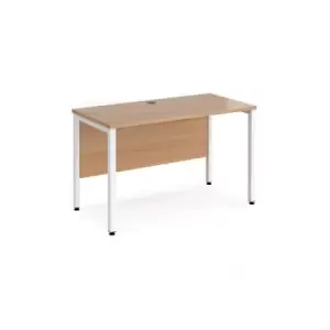 Image of Office Desk 1200mm Rectangular Desk With Bench Leg Beech Tops With White Frames 600mm Depth Maestro 25
