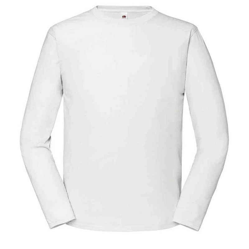 Image of Fruit Of The Loom Fruit of the Loom Men Iconic 195 Premium Long-Sleeved T-Shirt in White Size: X-Small White XS Male 5063425848843