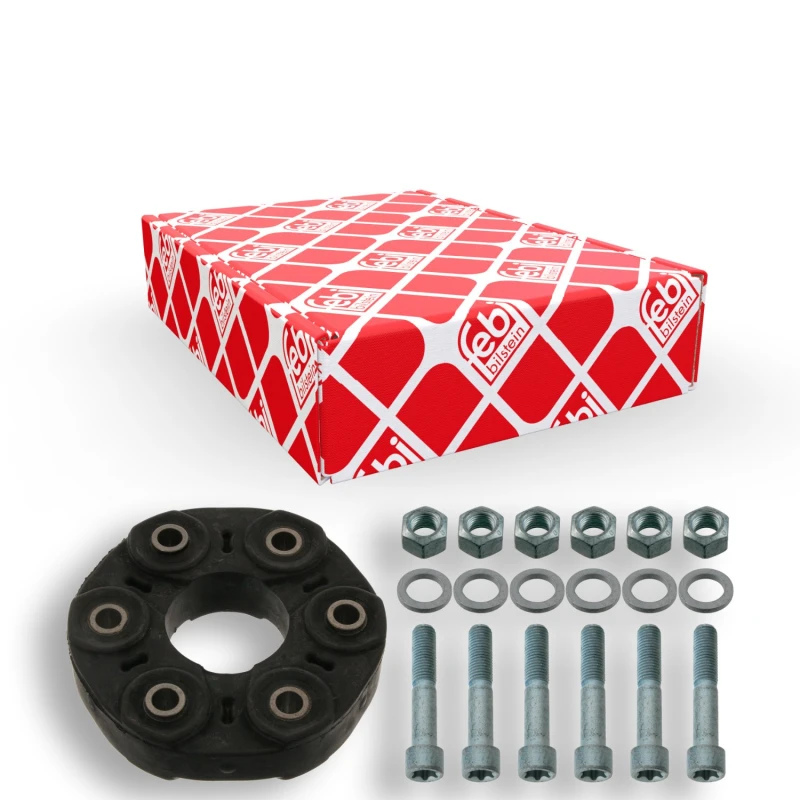 Image of FEBI BILSTEIN 40087 Drive Shaft Coupler ProKit with washers, with nuts, Rear, Ø: 148mm, Bolt Hole Circle Ø: 110mm Joint,propeller shaft (1427)