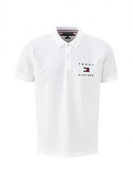 image of Tommy Hilfiger Tommy Flag Hilfiger Polo Shirt - White