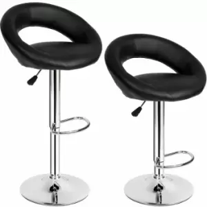 Image of 2 bar stools Christian made of artificial leather - breakfast bar stools, kitchen stools, kitchen bar stools - black