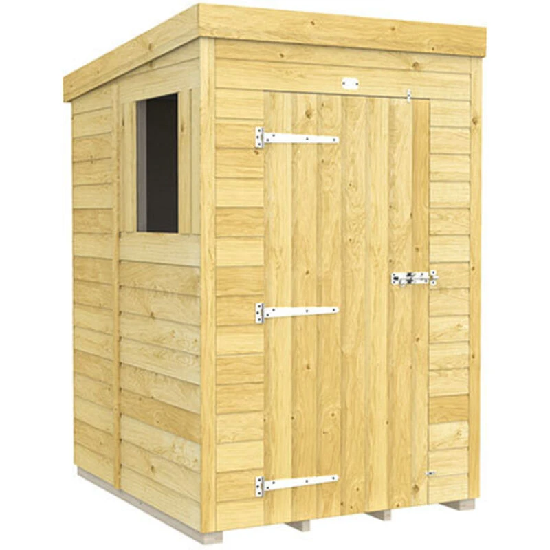 Image of Flat Pack Sheds DIY Sheds 4 x 5 Pent Shed, Brown 4X5PFF
